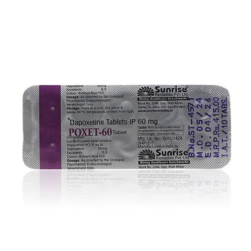 POXET-60 鋁箔藥板標示圖（含達泊西汀 60mg）