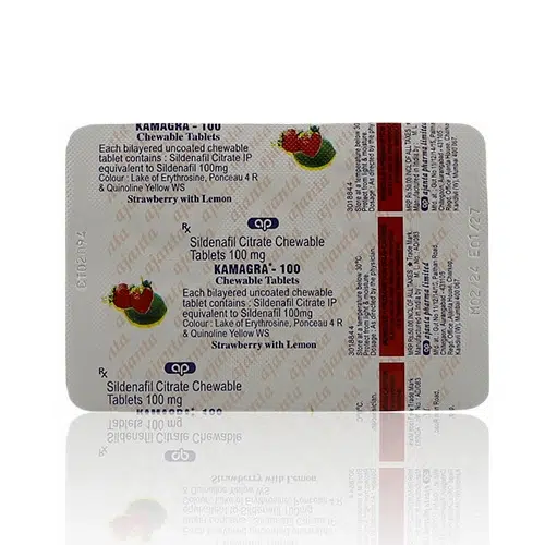 Kamagra 威而鋼口溶片 藥錠背面標示