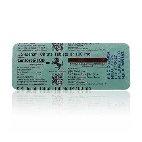 Cenforce-100鋁箔藥錠背面圖含成分標示