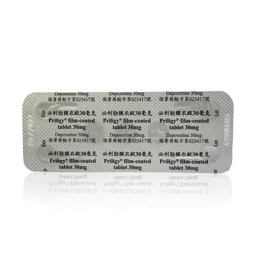 必利勁 Priligy 鋁箔背面標示藥品資訊與批號